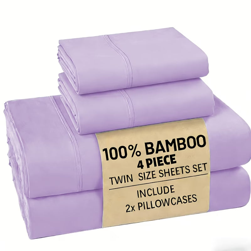 4/6pc Bamboo Bed Sheet Set, Cooling Soft 16" Deep Pocket Bedding for Queen Beds, Ideal for Hot Sleepers