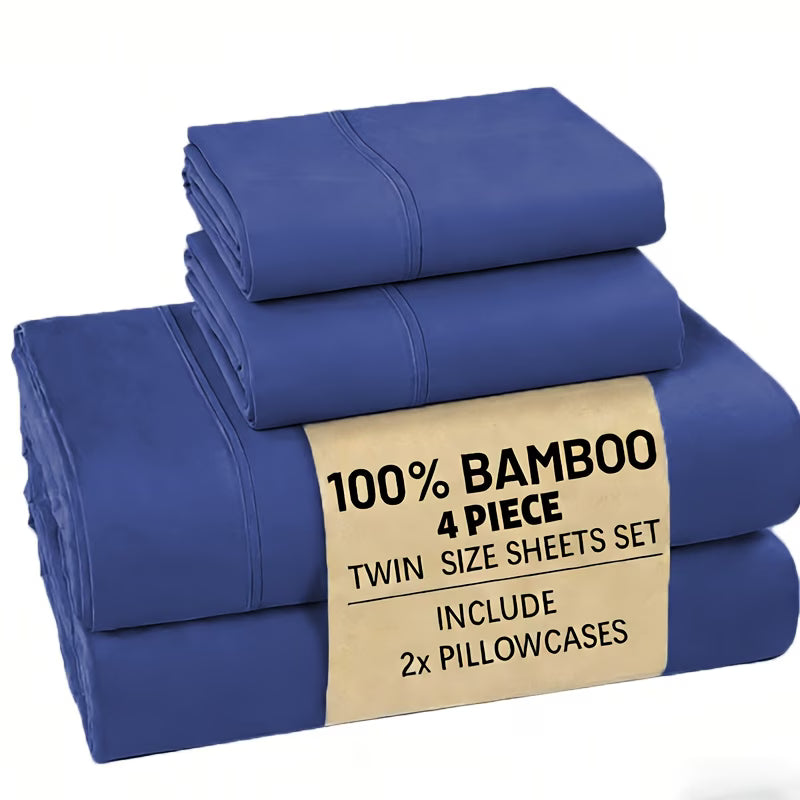 4/6pc Bamboo Bed Sheet Set, Cooling Soft 16" Deep Pocket Bedding for Queen Beds, Ideal for Hot Sleepers