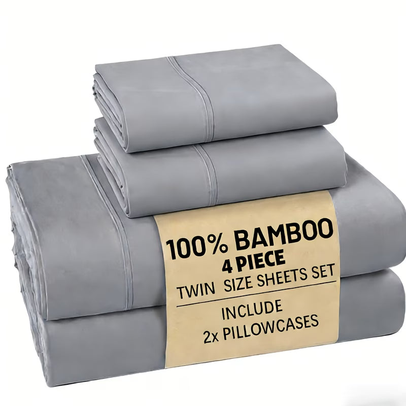 4/6pc Bamboo Bed Sheet Set, Cooling Soft 16" Deep Pocket Bedding for Queen Beds, Ideal for Hot Sleepers