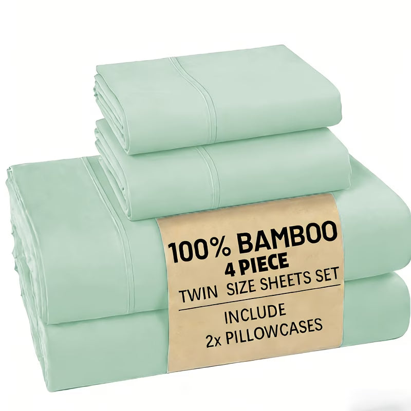 4/6pc Bamboo Bed Sheet Set, Cooling Soft 16" Deep Pocket Bedding for Queen Beds, Ideal for Hot Sleepers