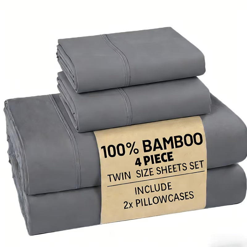 4/6pc Bamboo Bed Sheet Set, Cooling Soft 16" Deep Pocket Bedding for Queen Beds, Ideal for Hot Sleepers