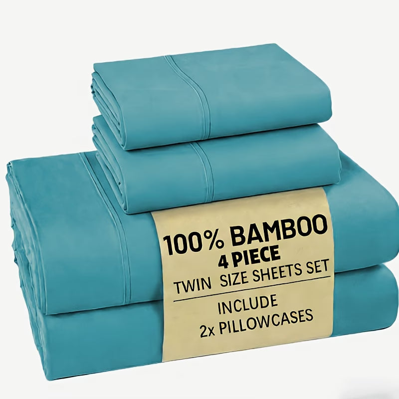 4/6pc Bamboo Bed Sheet Set, Cooling Soft 16" Deep Pocket Bedding for Queen Beds, Ideal for Hot Sleepers