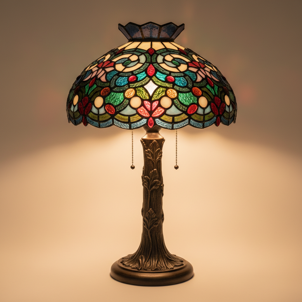 Vintage Tiffany-Style Stained Glass Lamp